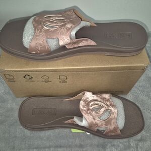 ONCAI Womens Slides Sandals Size 11 Brown Flat Dressy Square Toe Summer Beach